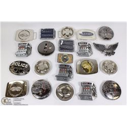 FLAT OF ASSORTED METAL BELT BUCKLES