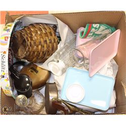 BOX OF ASST ESTATE HOUSEWARES