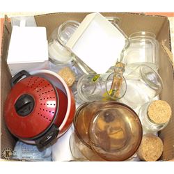BOX OF ASST ESTATE HOUSEWARES