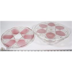 SET OF 2 PINK GLASS DESSERT SERVING