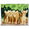 GLASS HANGING PICTURE ART BABY LIONS