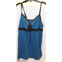 STRIPPED LADIES TANK DRESS W/BRA ELASTIC - SIZE 1X