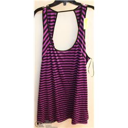 LADIES TANK DRESS BLK & PURPLE STRIPED SIZE 2X