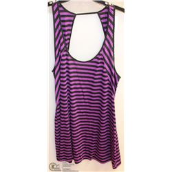 LADIES TANK DRESS BLK & PURPLE STRIPED SIZE 1X