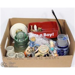 FLAT OF COLLECTIBLES IN TOY WAGON AND MORE