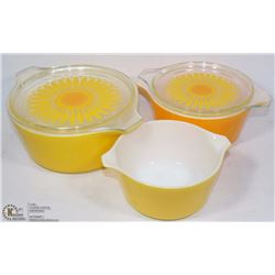 5 PIECE PYREX CASSEROLE BOWLS