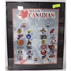 MOLSON CANADIAN FRAMED NHL PATCH/BADGE EMBLEM