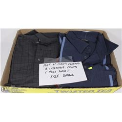 FLAT OF SMALL MENS CLOTHES INCL 3 LONG SLEEVE POLO