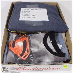 FLAT OF BOYS CLOTHES, INCLUDES 1 PAJAMA, 2 SHORTS,