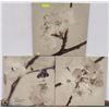 Image 1 : LOT OF 3 SEPIA TONED FLOWER CANVAS PRINTS