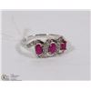 Image 1 : #82- RED RUBY & CZ  GEMSTONE RING