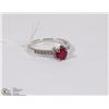 Image 1 : #83- RED RUBY & CZ  GEMSTONE RING