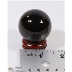 #78- BLACK OBSIDIAN SPHERE BALL + STAND