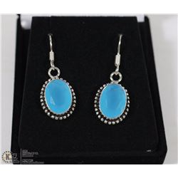 #22- BLUE CHALCEDONY GEMSTONE EARRINGS