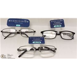 LOT OF 3 READING GLASSES 2.75+