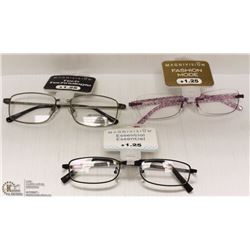 LOT OF 3 READING GLASSES 1.25+