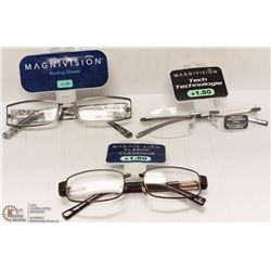 LOT OF 3 READING GLASSES 1.50+