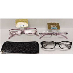 LOT OF 3 READING GLASSES 2.00+