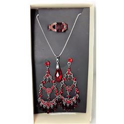 #25 - RED CRYSTAL EARRINGS SET