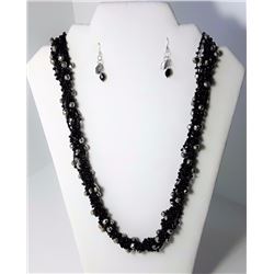 #23 - SILVER TONE & BLACK NECKLACE SET