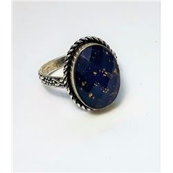 #14 - OVAL FACETED LAPIS & COPPER RING