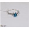 Image 1 : BLUE TOPAZ & CZ .925 STERLING SILVER RING