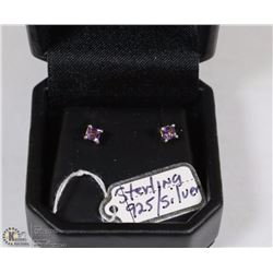 STERLING .925 SILVER EARRINGS W/ CUBIC PINK STONES