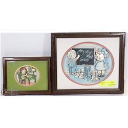 LOT OF 2 CAMPBELL SOUP PAPER TOLE FRAMED PICTURES