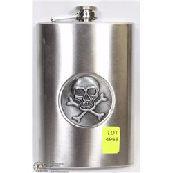9 OZ STAINLESS STEEL FLASK WITH SKULL DESIGN