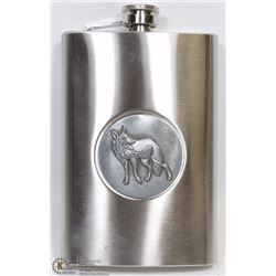 8 OZ STAINLESS STEEL FLASK WITH WOLF DESIGN
