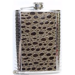 8 OZ STAINLESS STEEL FLASK WITH LEATHER DESIGN