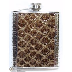 7 OZ STAINLESS STEEL FLASK WITH LEATHER DESIGN