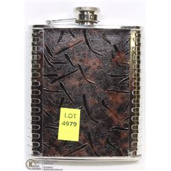 7 OZ STAINLESS STEEL FLASK WITH LEATHER DESIGN
