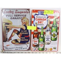 LOT OF 2 NEW 12"X8" TIN SIGNS - LUCKY LUGNUTS FULL