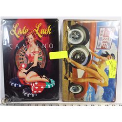 LOT OF 2 NEW 12"X8" TIN SIGNS - WATCH YOUR CURVES