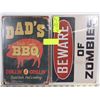 Image 1 : LOT OF 2 NEW 12"X8" TIN SIGNS - BEWARE OF ZOMBIES