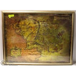 THE LORD OF THE RINGS MIDDLE EARTH FRAMED FOIL MAP