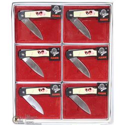 LOT OF 6 HAWK POCKET KNIVES