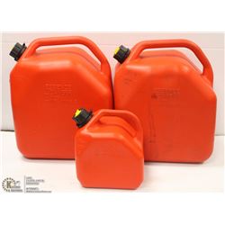 TWO 25L AND ONE 5L JERRY CANS