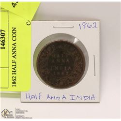 1862 HALF ANNA COIN