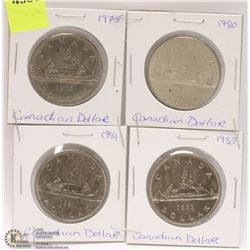 LOT OF 4 CANADIAN 1 DOLLAR COINS