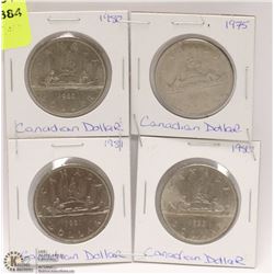LOT OF 4 CANADIAN 1 DOLLAR COINS
