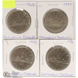 LOT OF 4 CANADIAN 1 DOLLAR COINS