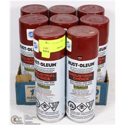 LOT  OF 8 CANS OF RUST-OLEUM INDUSTRIAL RED SPRAY