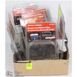 BOX OF 6 BUNGEY CORD HOOKS & CLIPS