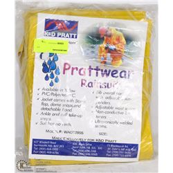 PRATT YELLOW PVC RAINSUIT SIZE LARGE