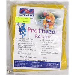 PRATT YELLOW PVC RAINSUIT SIZE LARGE