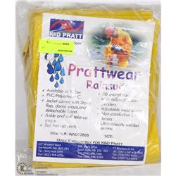 PRATT YELLOW PVC RAINSUIT SIZE LARGE