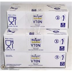 LOT OF 5 BOXES OF 100 POWDERED VINYL GLOVES SIZE M