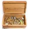 Image 1 : WOOD JEWELRY BOX W/ ASSORTED FASHION JEWELRY